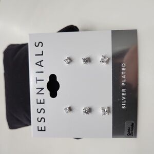 Essentials Silver Plated Cubic Zirconia Earrings